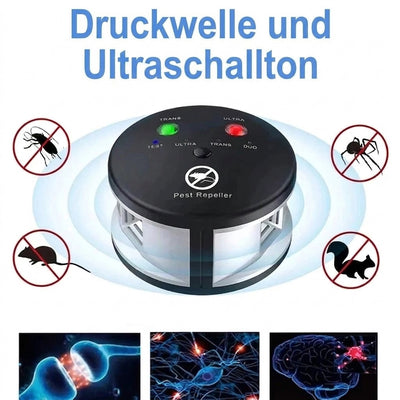 Ultraschall-Schädlingsbekämpfer für Innenräume mit 4 Betriebsmodi gegen Ratten, Mäuse, Insekten und Spinnen