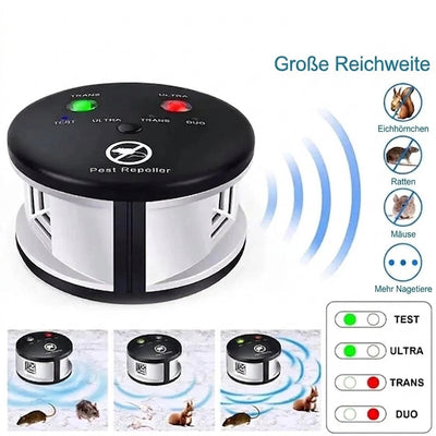 Ultraschall-Schädlingsbekämpfer für Innenräume mit vier Betriebsmodi gegen Nagetiere wie Ratten, Mäuse und Eichhörnchen