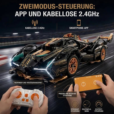 V12 Automodell mit Fernsteuerung und Smartphone-App-Steuerung für präzise und intuitive Bedienung.