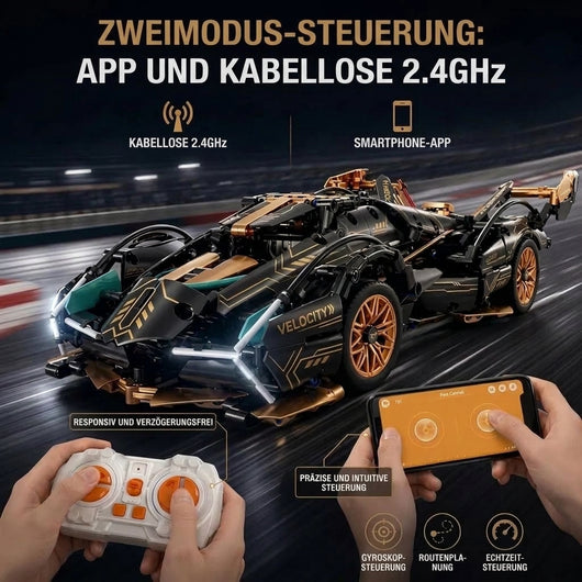 V12 Automodell mit Fernsteuerung und Smartphone-App-Steuerung für präzise und intuitive Bedienung.