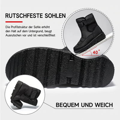 Damen Schneestiefel mit rutschfester Sohle, die einen sicheren Halt bei 40 Grad Neigung bietet und weichen Tragekomfort verspricht.