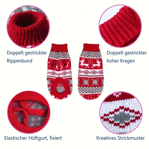 Weihnachtspullover für kleine Hunde und Katzen aus weichem Acryl – für drinnen und draußen