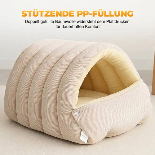Winter-Katzenbett mit abnehmbarem Bezug – Rutschfeste Unterseite für kalte Tage